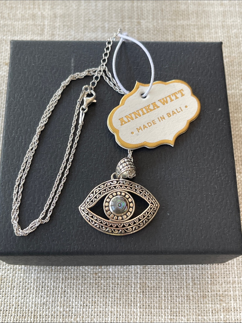 Sterling Silver Abalone Evil Eye Pendant Necklace W/Chain New Jewelry Women